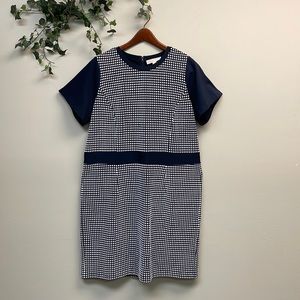 Michael Kors | Short Sleeve Navy+White Midi Dress Women’s Plus Size 1X